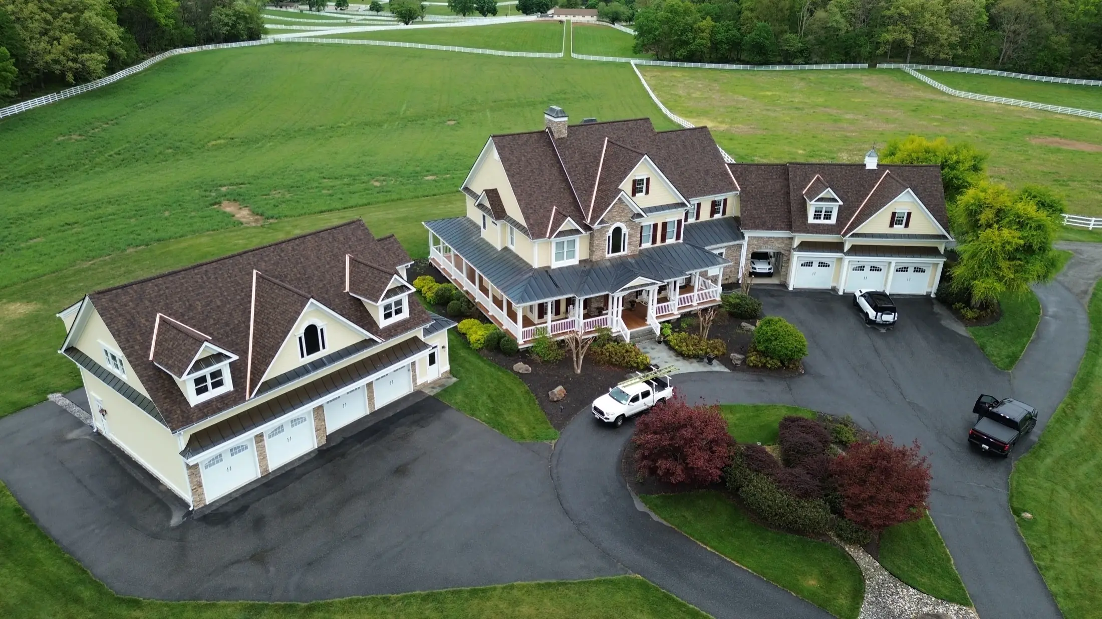 Aerial view of a completed Supreme Restorations roof